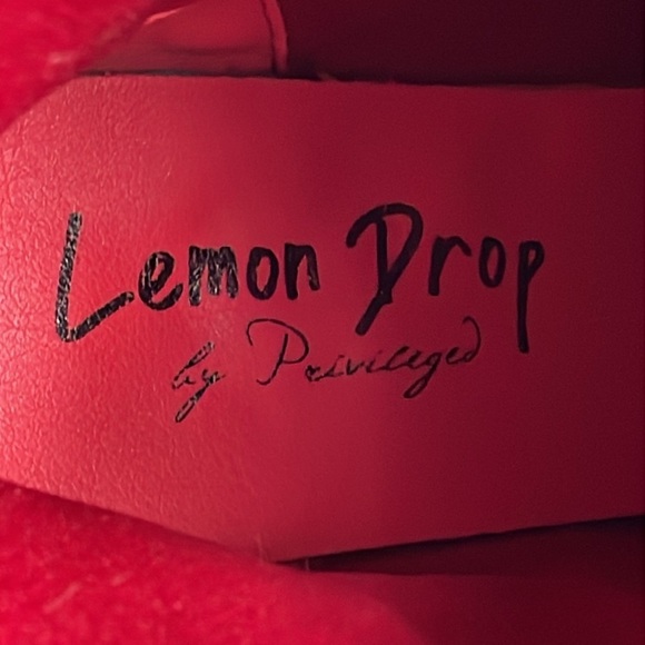 New Dolls Kill Lemon Drop by Privileged Shiny Red Heeled Platform Boots 10 - Picture 14 of 15